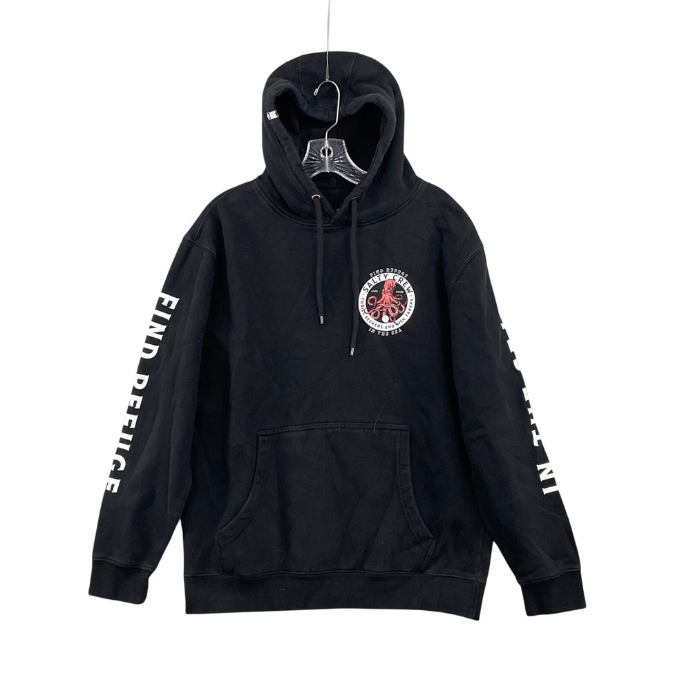 Salty Crew‎ Hoodie Mens Medium Black Octopus Graphic Refuge Skate Surf Academia